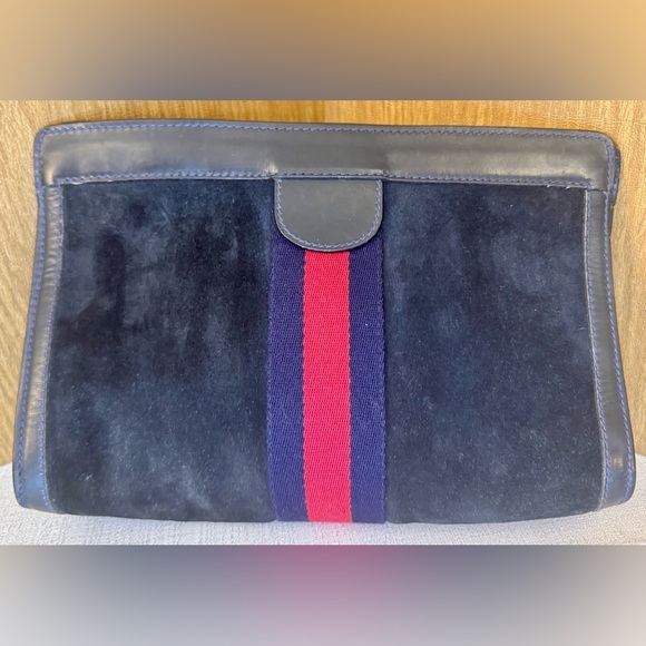 Gucci Accessory Collection Suede And Leather Clutch